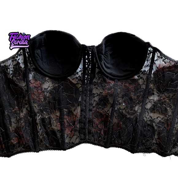 Vintage Alberto Makali Avant Garde Archival Lace Silk Apliqué Bustier Corset Top - Picture 2 of 14